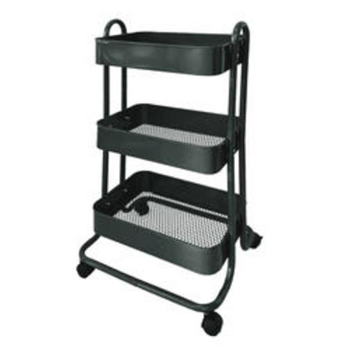 Top Notch® Gray 3-Tier Metal Rolling Cart