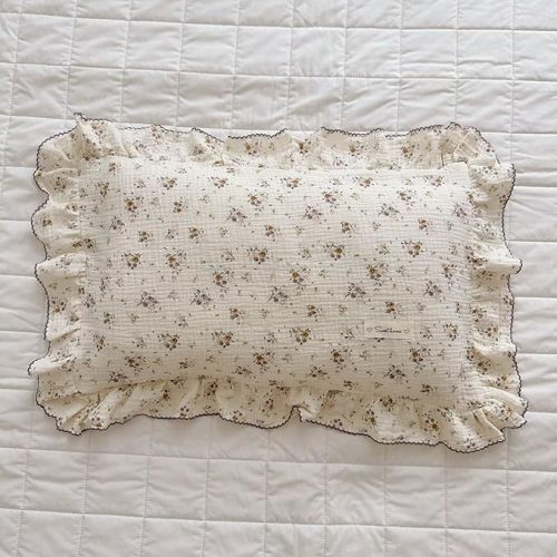 BuLuTu Floral Toddler Pillow Cases Cotton Muslin Cotton Pillowcases for Girls Nursery Pillow, Kids Pillow Cover for Crib Toddler Bed, Envelope Closure,1 Piece, Crapemyrtle Pattern, 20"x12"