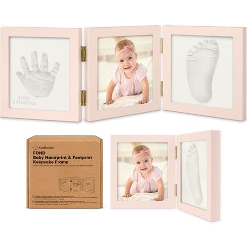 KeaBabies Baby Shower Gifts for Boys, Girls - Baby Hand and Footprint Kit, Newborn Handprint Kit,Keepsake Photo Frame, Nursery Picture Frame,Mother's Day Gifts(Petal Pink)