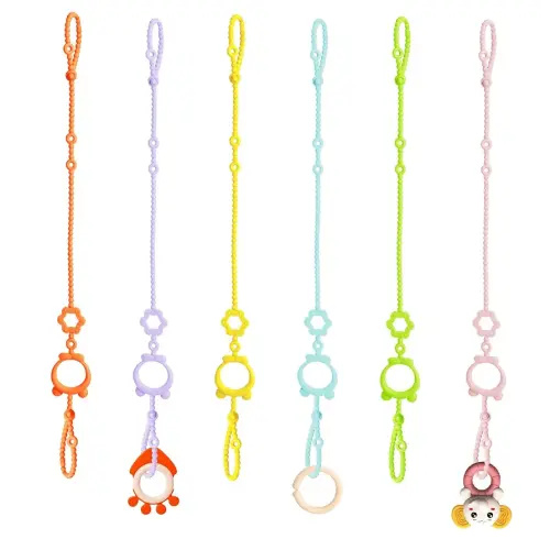 Toy Straps for Baby, 6pcs Adjustable Toy Holder for Stroller Accessories, Silicone Baby Tether Pacifier Clip, No Throw Baby Travel Essential Leash for High Chair, Car Seat, Baby Toy Clips,Cribs