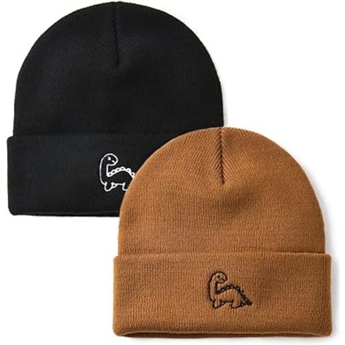 FURTALK Baby Beanie Cute Toddler Winter Hat Knit Boys Girls Warm 2 Pack Kids Embroidered Beanies Cap for 0-3 Years