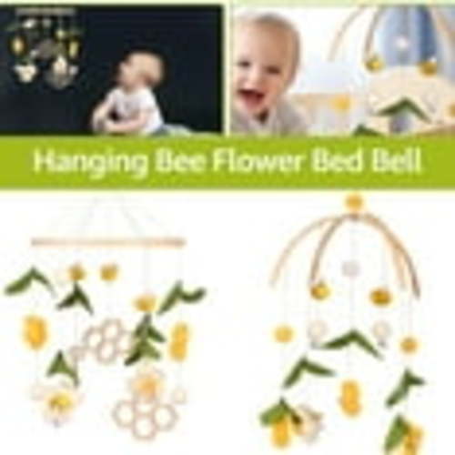 NUAHRHY Baby Crib Nursery Mobile Bamboo Wood Mobile Baby Wind Chimes Cute Baby Crib Mobile Toy Soothing Crib Nursery Mobile Hanging Bee Flowers Crib Decor Auditory Visual Development for Bedroom