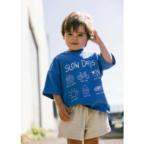 Oversized Graphic Tee- Slow Days- Blue