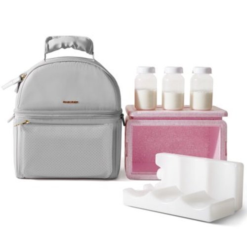 Sunveno Breastmilk Cooler Bag with Detachable Insulation Box Set, Gray