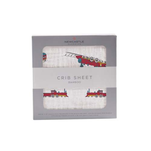 Vintage Steam Train Bamboo Crib Sheet