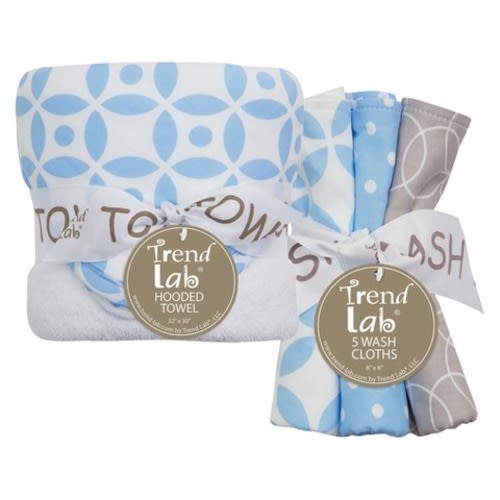 Trend Lab 6pc Baby Hooded Towel and Wash Cloth Set - Logan