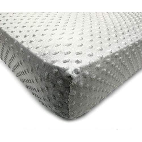KiddyKloud Mini Fitted Sheet for Mini Crib, Pack n Play Playard Sheet 38 x 24.5 x 5 Inches | Minky Fabric (Gray)