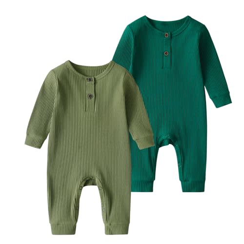 Baby Boy Girl 2 Pack Solid Romper Short/Long Sleeve One Piece Jumpsuits Clothes Sets