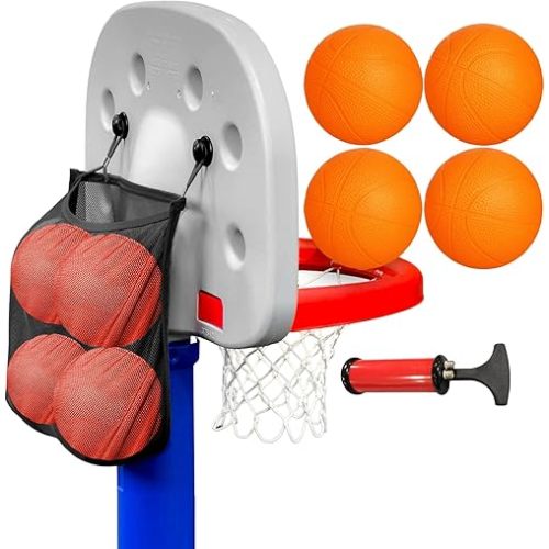 GALVANOX Mini Rubber Basketballs with Pump (7" Inch) Includes Mesh Storage Bag Designed for Little Tikes Basketball Hoop