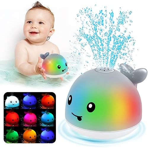 Light Up Baby Bath Toys - Spraying Whale Bath Toy Sprinkler Bath Fountain Toys for Toddlers 1-3 Baby Bathtub Pool Toys 6-12-18months First Birthday Gifts 1 2 Year Old Must Haves Kids Bath Accessories