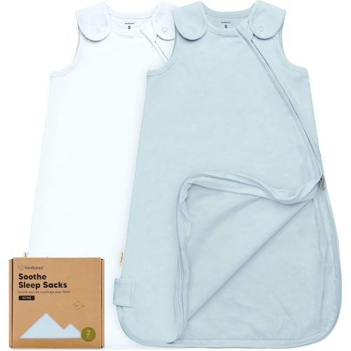 2-Pack Organic Baby Sleep Sacks, 100% Cotton - Soft & Breathable 0.5TOG Baby Wearable Blanket, Toddler Sleeping Sack 0-6 months, Easy to Wear Transitional Swaddles for Newborns, Infants (Glacier, S)