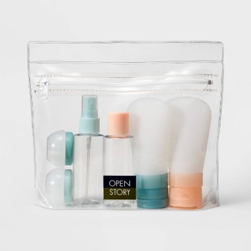 7pc Toiletry Bag Set - Open Story™️: Silicone & EVA Luggage Accessories