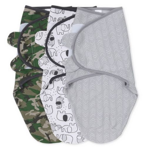 The Peanutshell Camo Elephant Swaddle Wrap - S/M 3pk