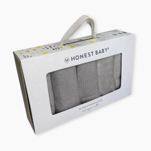 Honest Baby Clothing 10-Pack Organic Cotton Baby Terry Wash Cloths - Heather Grey, Os
