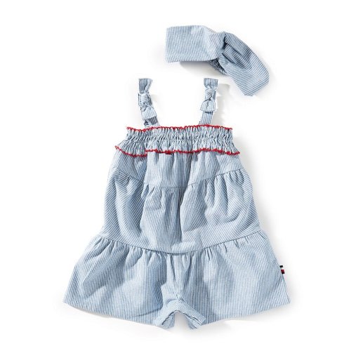 Tommy Hilfiger Baby Girls Sleeveless Rouched Denim Romper