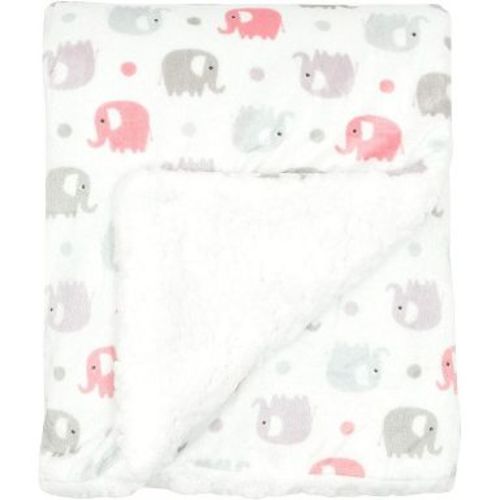 Everyday Kids Gray and Pink Elephant Baby Blanket – 30" x 40", High Pile Fleece and Mink