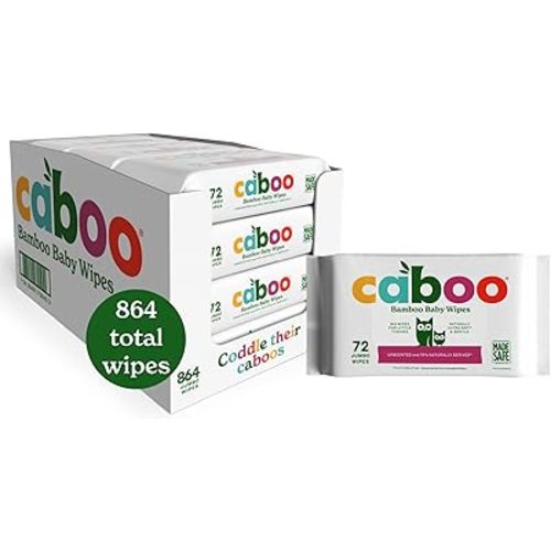 Caboo Tree Free Baby Wipes, Eco Friendly Naturally Derived Baby Wipes for Sensitive Skin, 12 Resealable Peel Tab Travel Packs, 72 Wipes Per Pack, Bulk Total of 864 Wipes