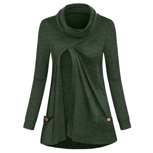 Joymom Maternity Warm Cowl Neck Nursing Sweatshirt Breastfeeding Tunic Tops