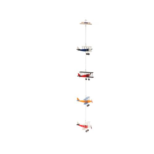 Vertical Colorful Airplane Mobile, 4 Hanging planes, Decorative wooden airplanes, Pregnancy gift, gender neutral, Nursery Decor biplane
