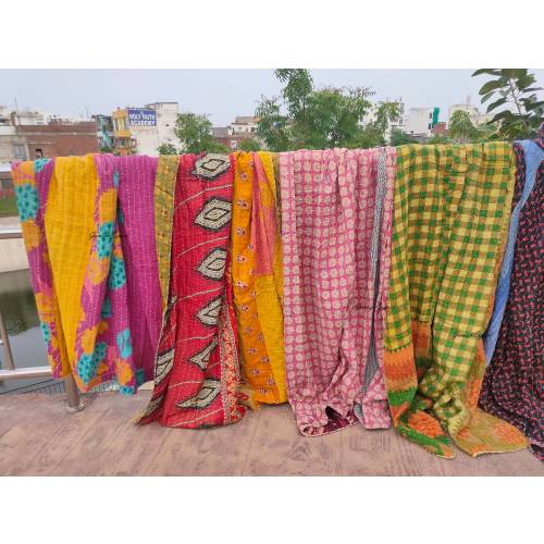 Wholesale Lot Of Indian Vintage Kantha Quilt Handmade Throw Reversible Blanket Bedspread Cotton Fabric Vintage quilt