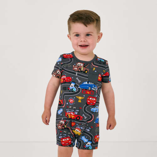 Disney & Pixar Piston Cup Pocket Shorty Romper | Little Sleepies