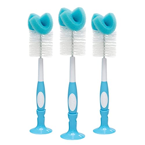 Dr. Brown's Baby Bottle Cleaning Brush with Sponge and Scrubber - Blue - 3-Pack