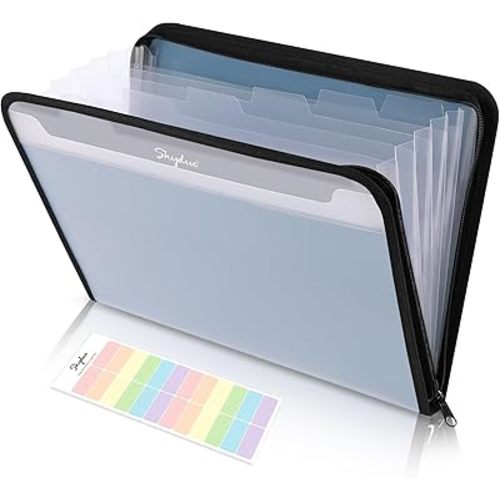 SKYDUE Accordion File Organizer, 7 Pocket Expanding File Folder with Front Pocket, Letter Size, Important Document Organizer with Double Zipper, School Office Supplies