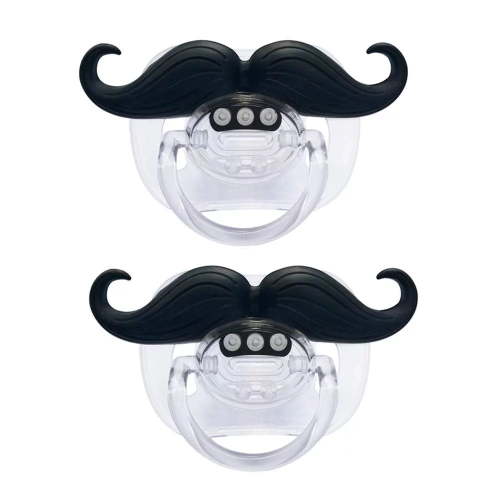 CNKOO 2Pcs Baby Funny Pacifier Cute Kissable Mustache Pacifier for Babies and Toddlers Unisex - 0-6 Months Baby Orthodontic Mustache Pacifier BPA Free