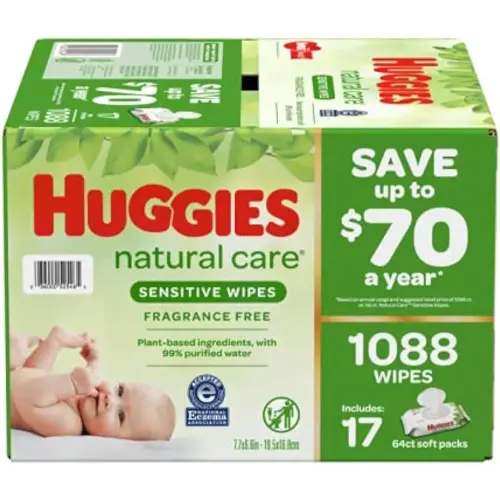 HUGGIES Natural Care Sensitive Baby Wipe Refill, Fragrance Free (1,088 Count)