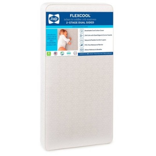 Sealy FlexCool 2-Stage Crib And Toddler Mattress: Hypoallergenic, Waterproof Cover, Firm, Innerspring