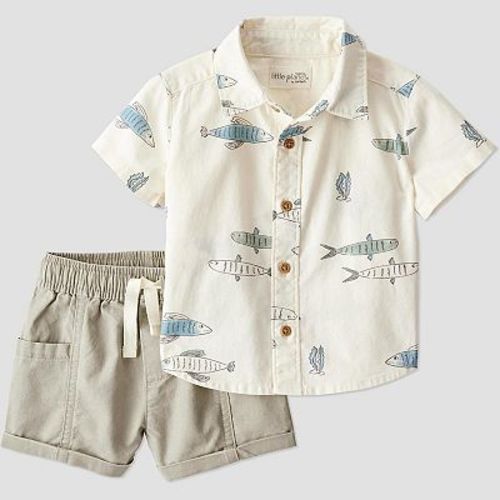 Baby Boy Little Planet by Carter's 2-Piece Organic Cotton Fish Print Top & Pants Set