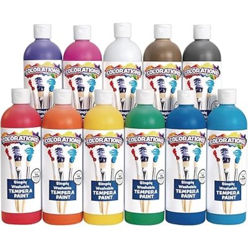 Colorations - SWT16 Simply Washable Tempera Paints, 16 fl oz, Set of 11 Colors, Non Toxic, Vibrant, Bold, Kids Paint, Craft, Hobby, Arts & Crafts, Fun, Art Supplies