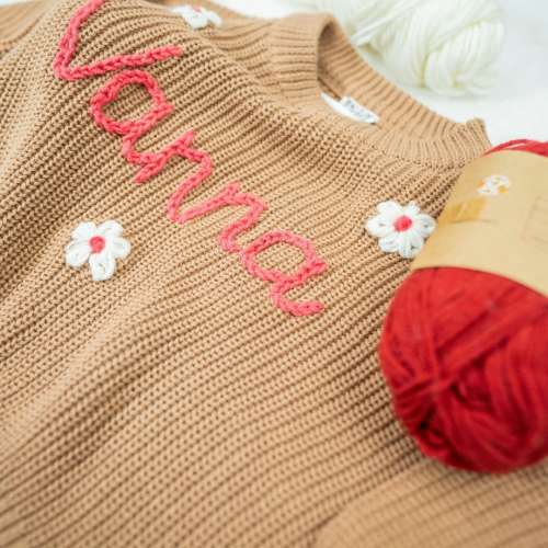 Custom Name Baby Sweater,Personalized Hand Embroidered Baby Sweater,Cute Baby Girls Sweater With Name,Baby Shower Gift,Christmas Gift Baby