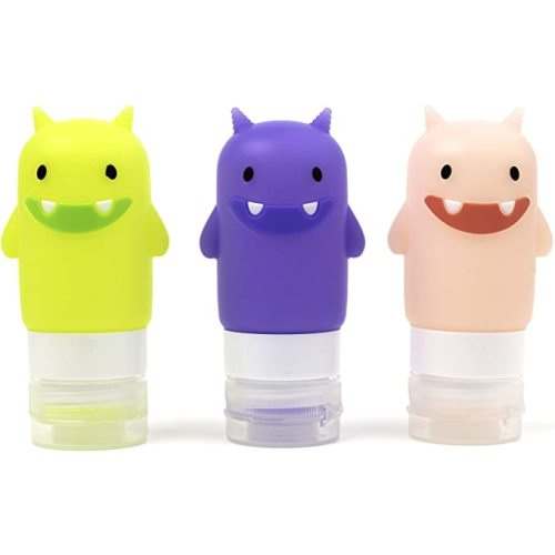Yumbox Silicone Squeeze Bottle (Set of 3 - Funny Monsters) Leakproof Mini Condiment Squeeze Bottles, Sauce Containers for Lunch Box, salad dressing bottles with flip cap, easy fill and clean. - Unicorns