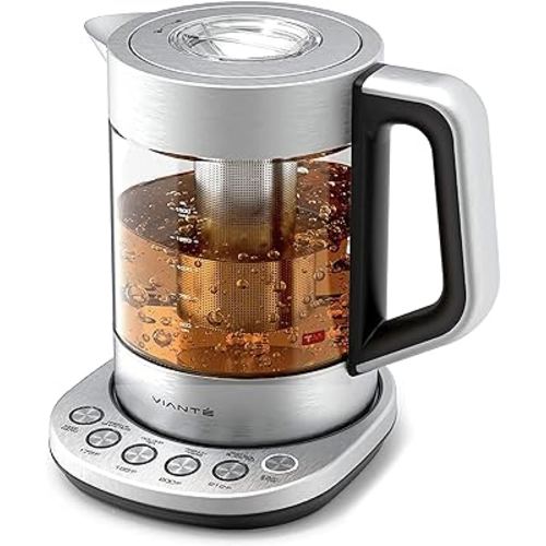 Vianté Electric Kettle With Tea Infuser For Loose Leaf Tea. Hot Tea Maker With Temperature Control And Automatic Shut Off. Tea Kettle With Brewing Programs. 1.5 Liters Capacity