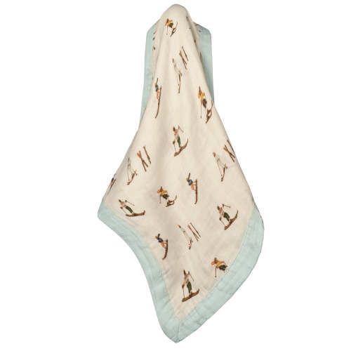 Vintage Natural Ski Mini Lovey Two-Layer Muslin Security Blanket