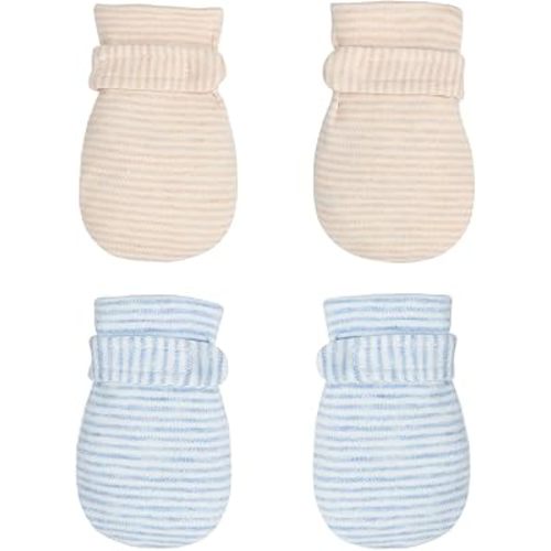 Newborn Baby No Scratch Mittens Stay On, 100% Cotton Breathable, Adjustable Infant Gloves for Baby Boys Girls Mittens