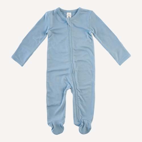 long sleeve zipper footie | spring blue | lenzing modal