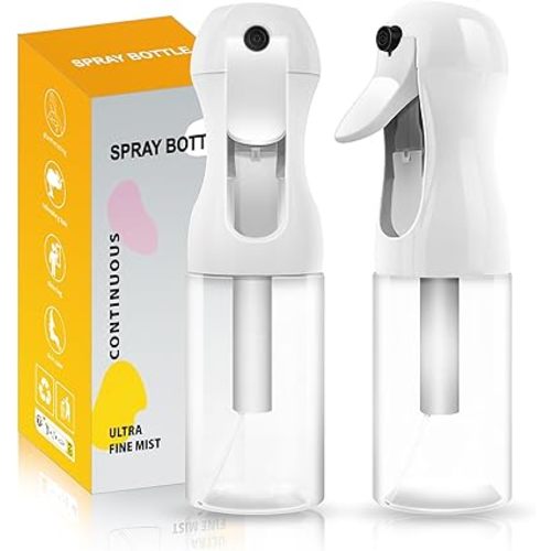 2Pcs Continuous Spray Bottle For Hair,Ultra Fine Refillable Water Mister for Hair Styling, Plants, Cleaning, Salon, Misting & Skin Care(200ml/6.8oz Clear) (200ML 2PACK)