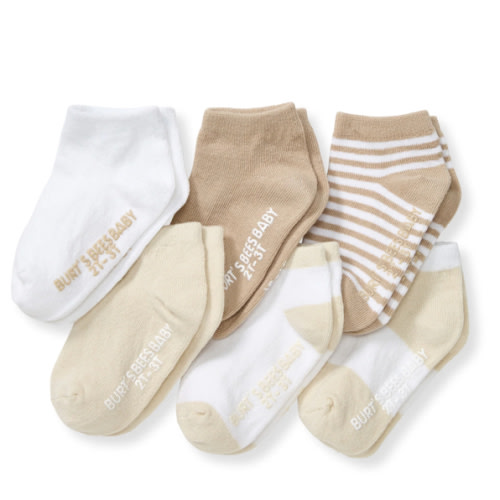 Solid & Stripes Organic Cotton Baby Ankle Socks 6 Pack - Oat