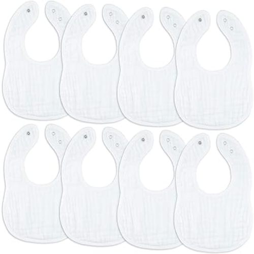 Amazon.com: Comfy Cubs Muslin Baby Bibs, Drool Bibs 8 Pack, 100% Cotton Adjustable Size with Easy Snaps, Teething & Drooling Soft and Absorbent, Washable Reusable : Baby