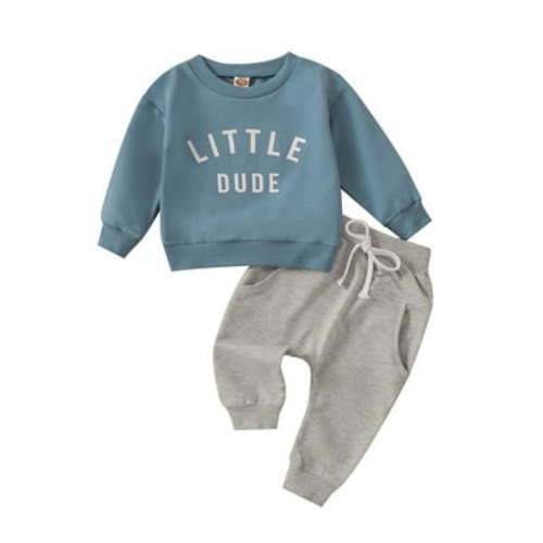 EnJoCho 18 Month Boy Clothes Toddler Baby Boy Girl Fall Clothes Letter Print Sweatshirt Pullover Tops + Pants Outfits Set Tracksuit Clothing School Wear Clearance 6-12 Months