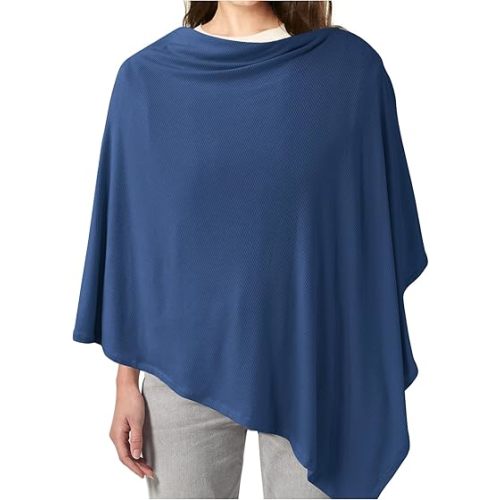 Konssy Knit Nursing Cover for Breastfeeding, 360° Full Privacy Breathable Breastfeeding Cover, Multi-use Carseat Canopy(Navy)