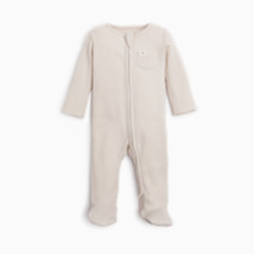 Tiny Kind Organic Waffle Footie - Oat, 0-3 M