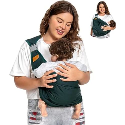 Baby Sling Carrier Newborn to Toddler for Dad and Mom, Sling Baby Carrier Sling Wrap Carrying, Adjustable Baby Carrier Holder Carrier Ideal for Baby Shower Gifts Carrying 7-45 lbs, Dark Green