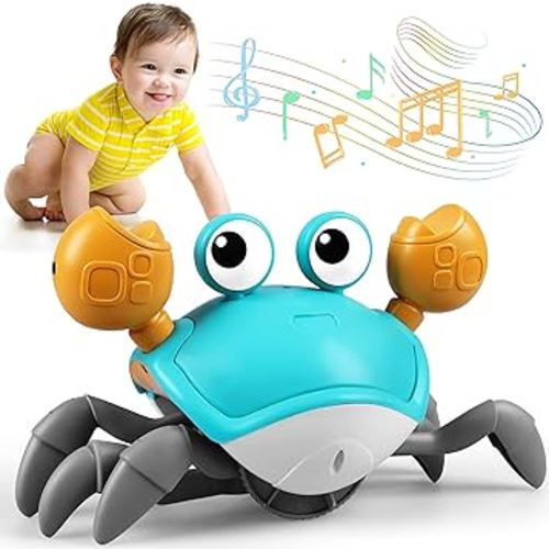 Crawling Crab Toy, Infant Tummy Time Baby Toys, Fun Interactive Dancing Walking Moving Toy Babies Sensory Induction Crabs with Music, Baby Toys 0-6 to 12-18 Months Boys Girls Toddler Birthday Gifts