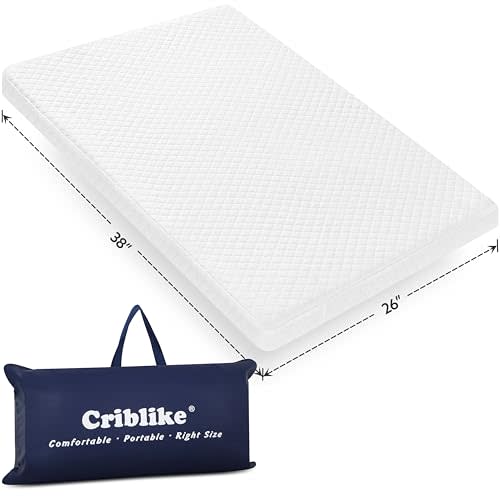 Criblike Waterproof Pack and Play Mattress, 38"x 26" Playard Mattress for Pack and Play, Pack N Play Mattress Topper with Washable Cover & Carry Bag, Baby Essentials Items