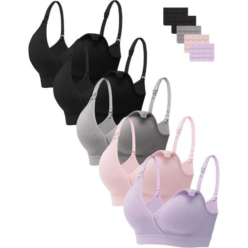 HBselect Nursing Bras for Breastfeeding, Seamless V Neck Maternity Bra Wireless Women Pregnancy Postpartum Bra Sleep Bralette