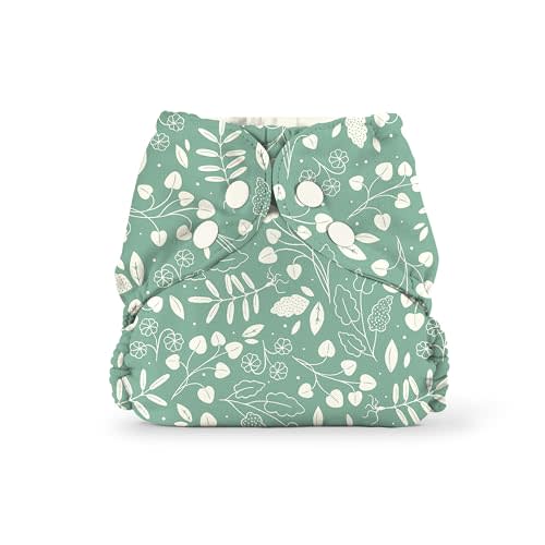 Esembly Cloth Diaper Outer - Waterproof Cloth Cover and Reusable Swim Diaper, Breathable Layer Over Absorbent Inner for Blowout-Proof Diapering - Size 1 (7-17 lbs), Botany