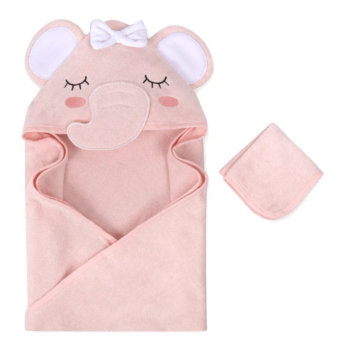 Baby Essentials Elephant Hooded Towel & Washcloth Set